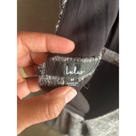 Lulus Tweed Fit & Flare Dress Size M Black White Sleeveless V-Neck Cocktail - Picture 6 of 10
